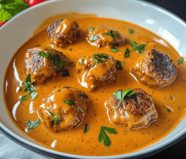 Hackbällchen in cremiger Paprikasoße Hackbällchen in cremiger Paprikasoße